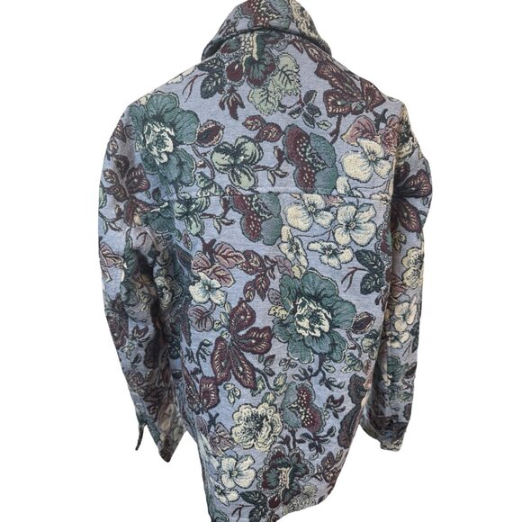 NWT ZARA Medium Blue Floral Tapestry Shacket - Picture 10 of 14